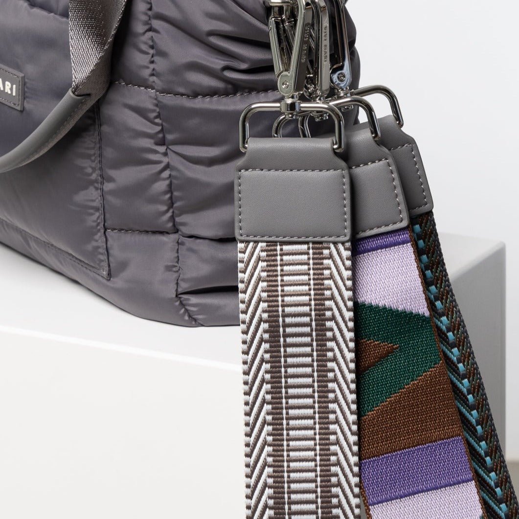 padded tote bag medium + strap basic woven slim - taupe - VIVI MARI