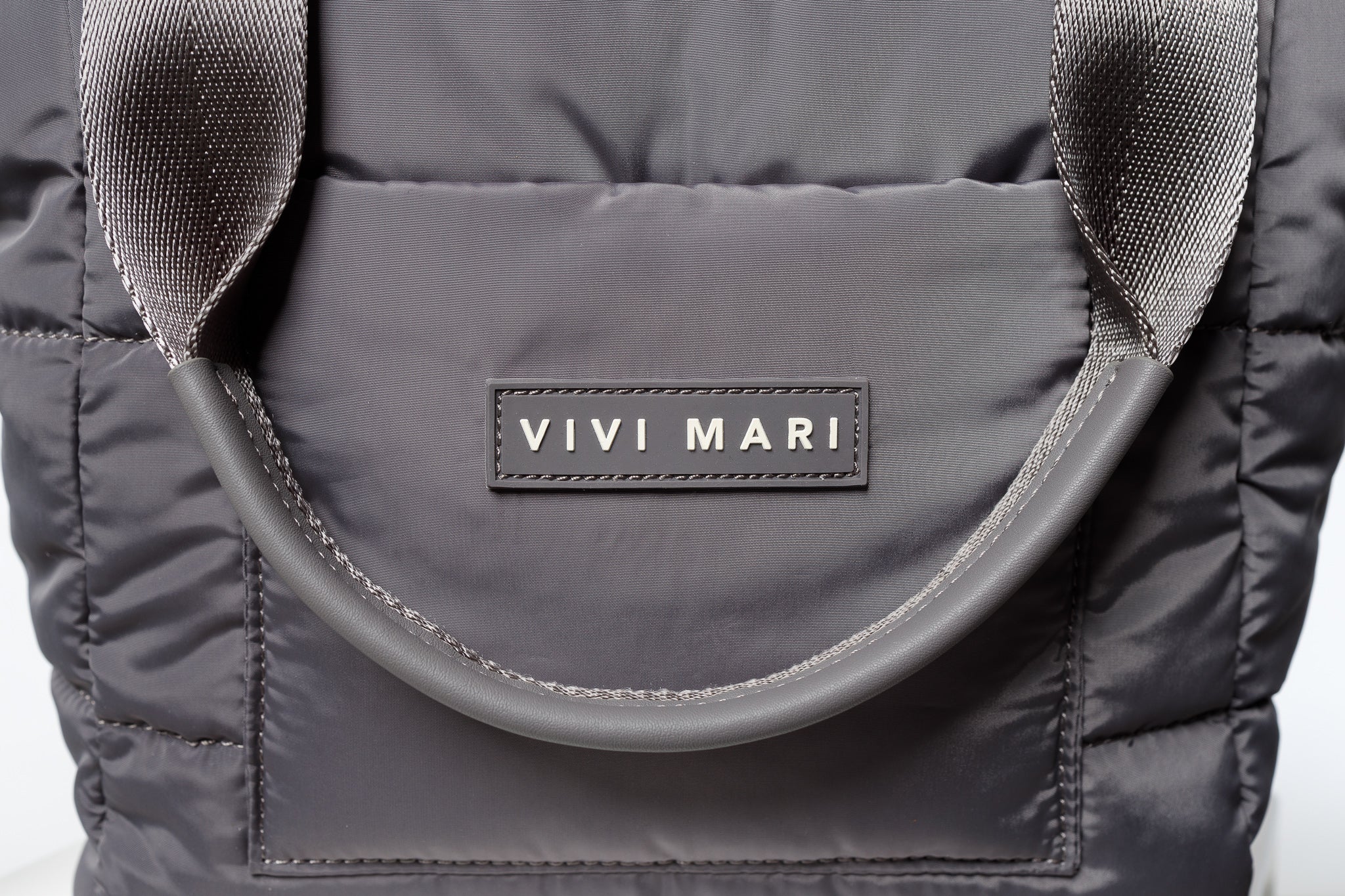 padded tote bag medium + strap basic woven slim - taupe - VIVI MARI