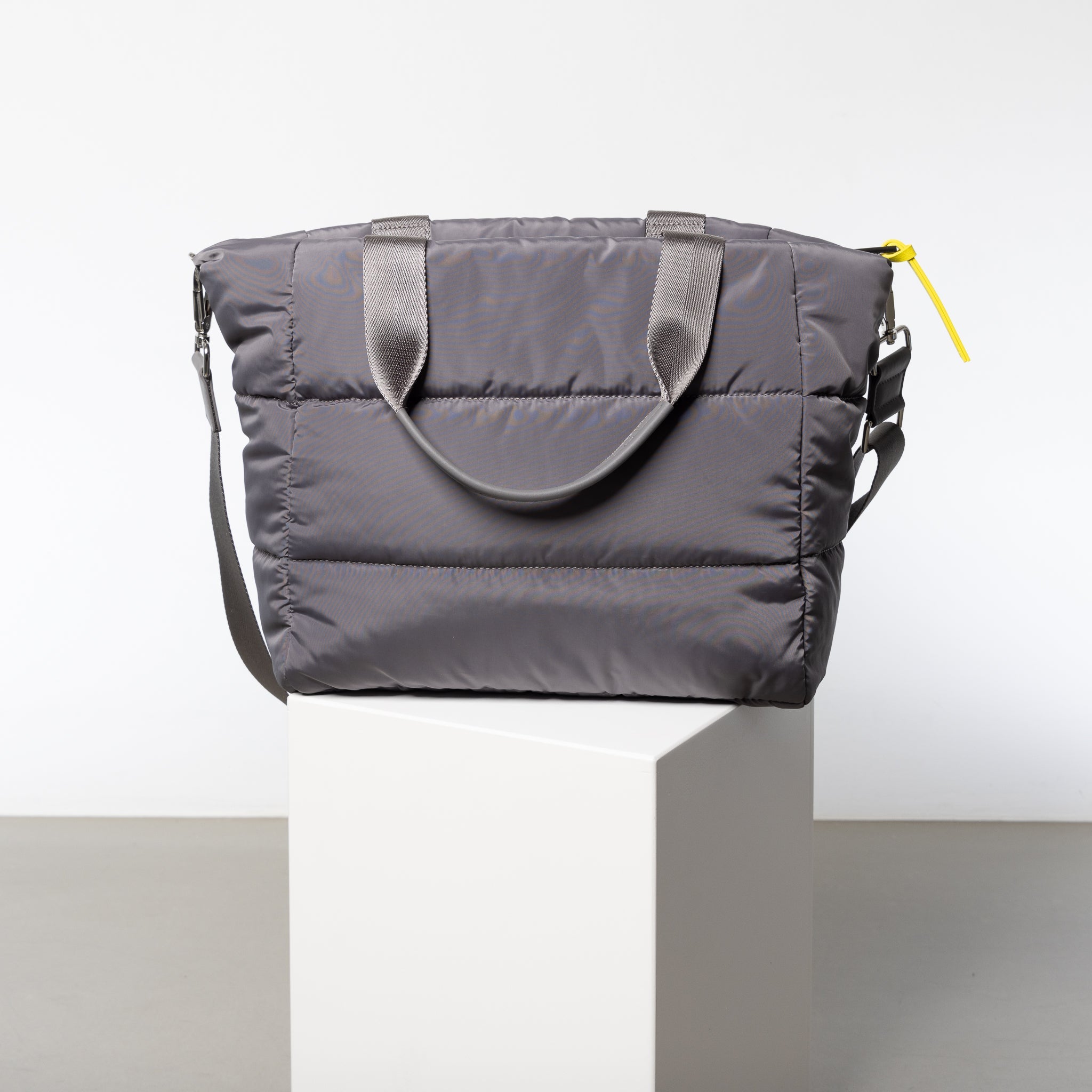 padded tote bag medium + strap basic woven slim - taupe - VIVI MARI