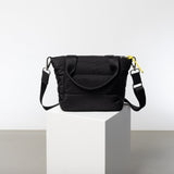 padded tote bag small + strap basic woven slim - black - VIVI MARI