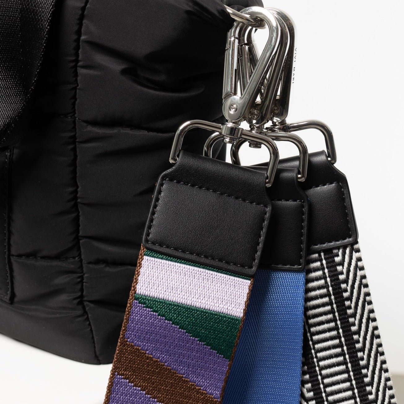 padded tote bag small + strap basic woven slim - black - VIVI MARI