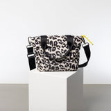padded tote bag small + strap basic woven slim - leo splashes black/sand - VIVI MARI