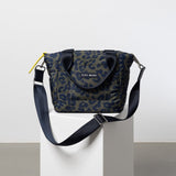 padded tote bag small + strap basic woven slim - leo splashes navy/olive - VIVI MARI