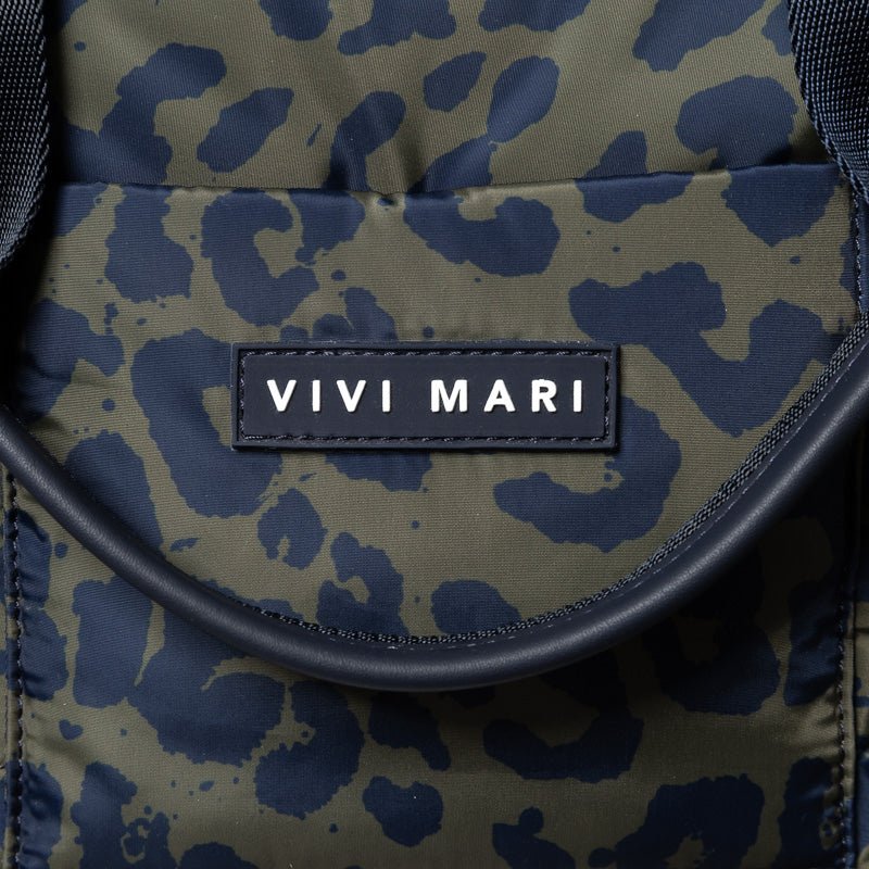 padded tote bag small + strap basic woven slim - leo splashes navy/olive - VIVI MARI