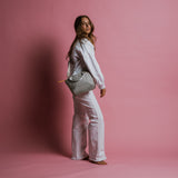 padded tote bag small + strap basic woven slim - stone - VIVI MARI
