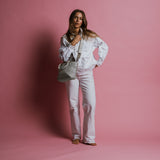 padded tote bag small + strap basic woven slim - stone - VIVI MARI