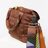 padded tote bag small + strap basic woven slim - tan - VIVI MARI