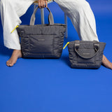 padded tote bag small + strap basic woven slim - taupe - VIVI MARI