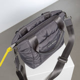 padded tote bag small + strap basic woven slim - taupe - VIVI MARI