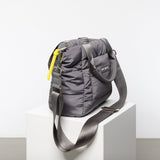 padded tote bag small + strap basic woven slim - taupe - VIVI MARI