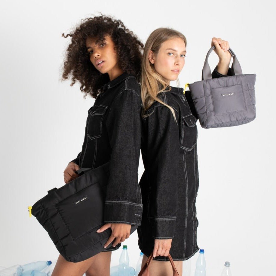 padded tote bag small + strap basic woven slim - taupe - VIVI MARI
