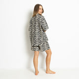 Pyjama Set (Shorts + Shirt short sleeve) - leo splashes black/sand - VIVI MARI