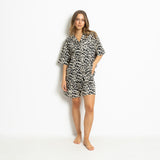 Pyjama Set (Shorts + Shirt short sleeve) - leo splashes black/sand - VIVI MARI