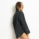 Pyjama Shirt long sleeve - leo splashes navy/olive - VIVI MARI
