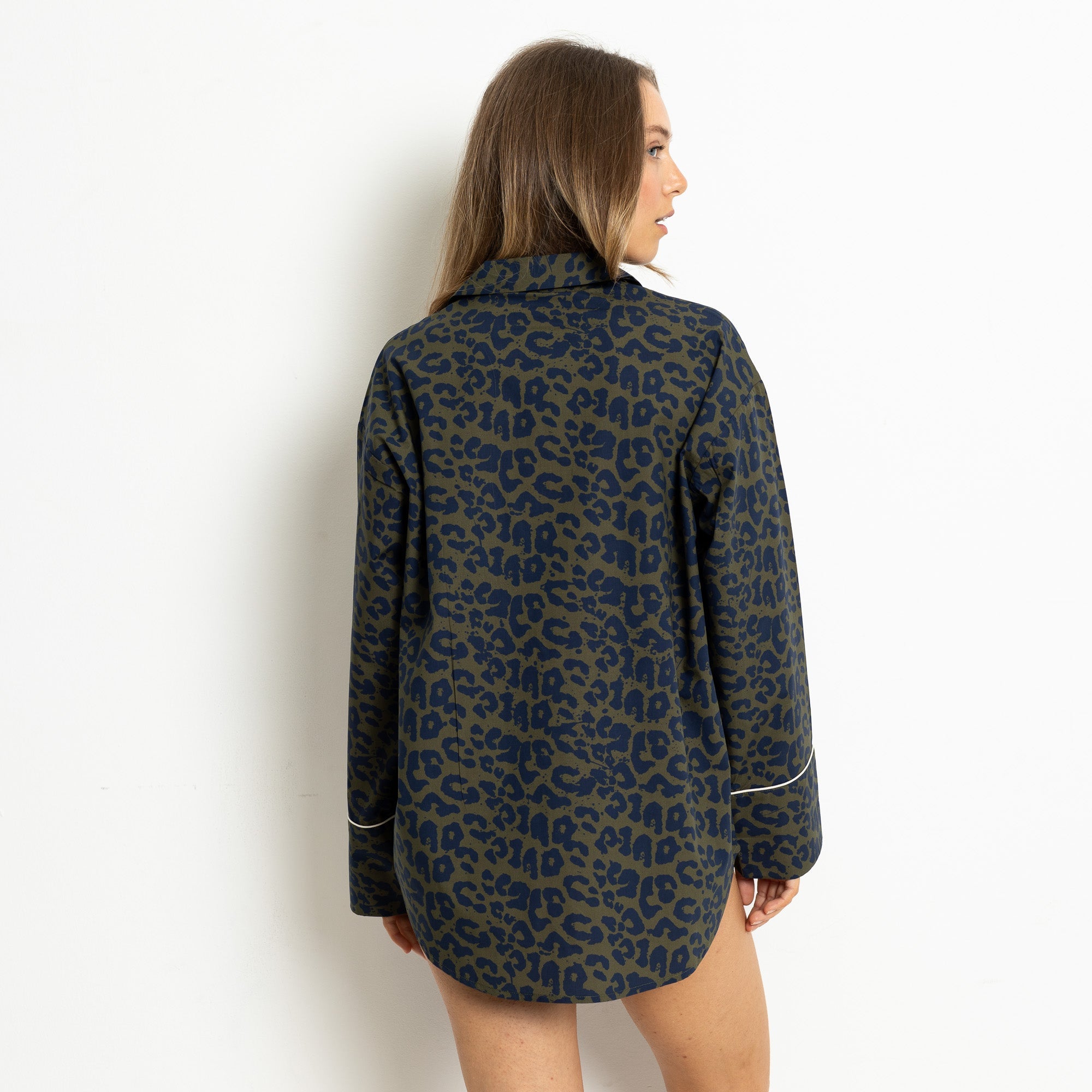 Pyjama Shirt long sleeve - leo splashes navy/olive - VIVI MARI