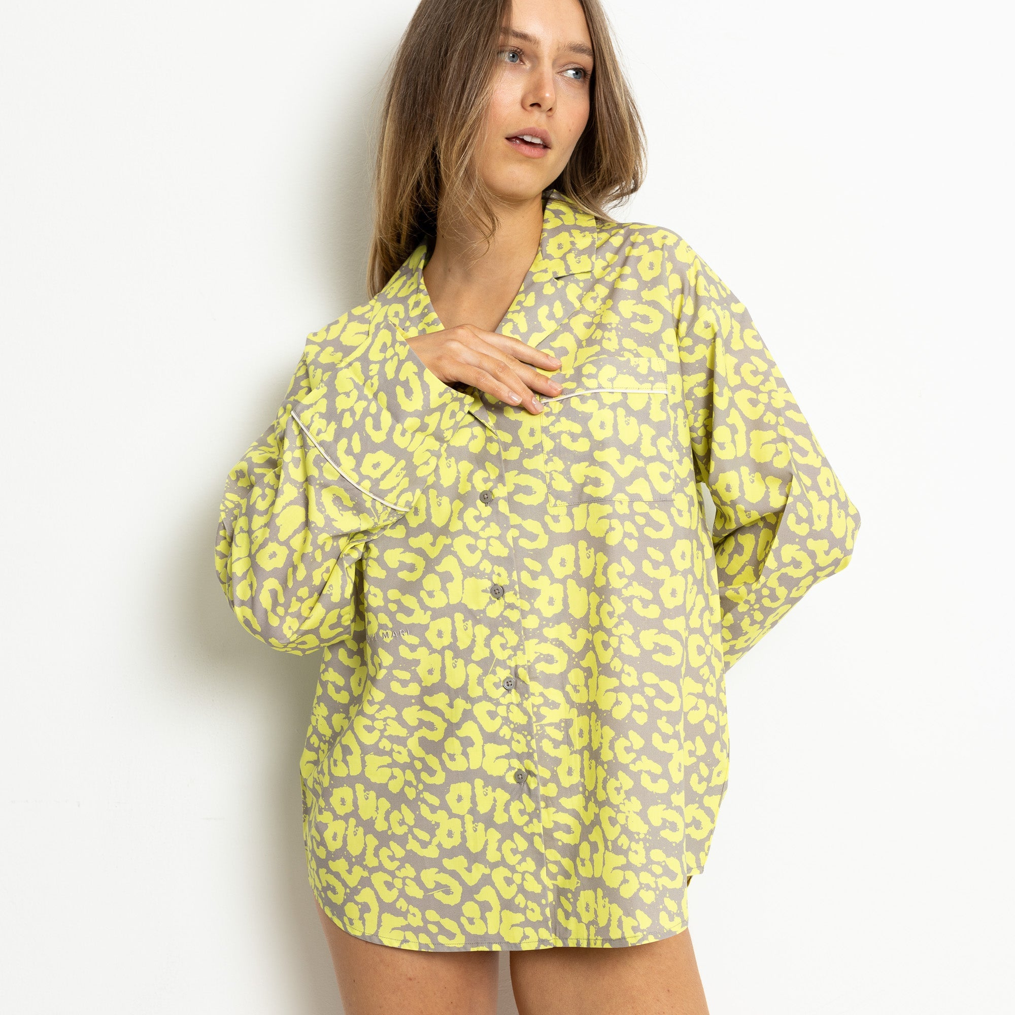 Pyjama Shirt long sleeve - leo splashes yellow/grey - VIVI MARI