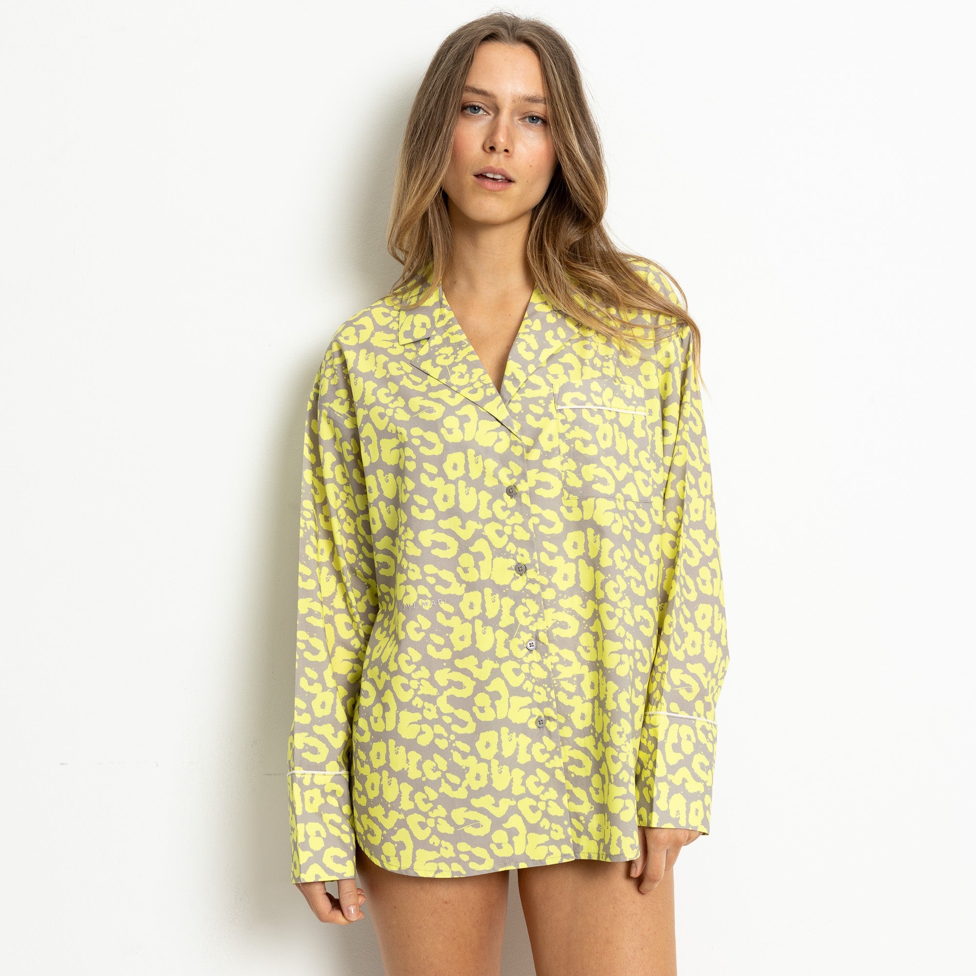 Pyjama Shirt long sleeve - leo splashes yellow/grey - VIVI MARI