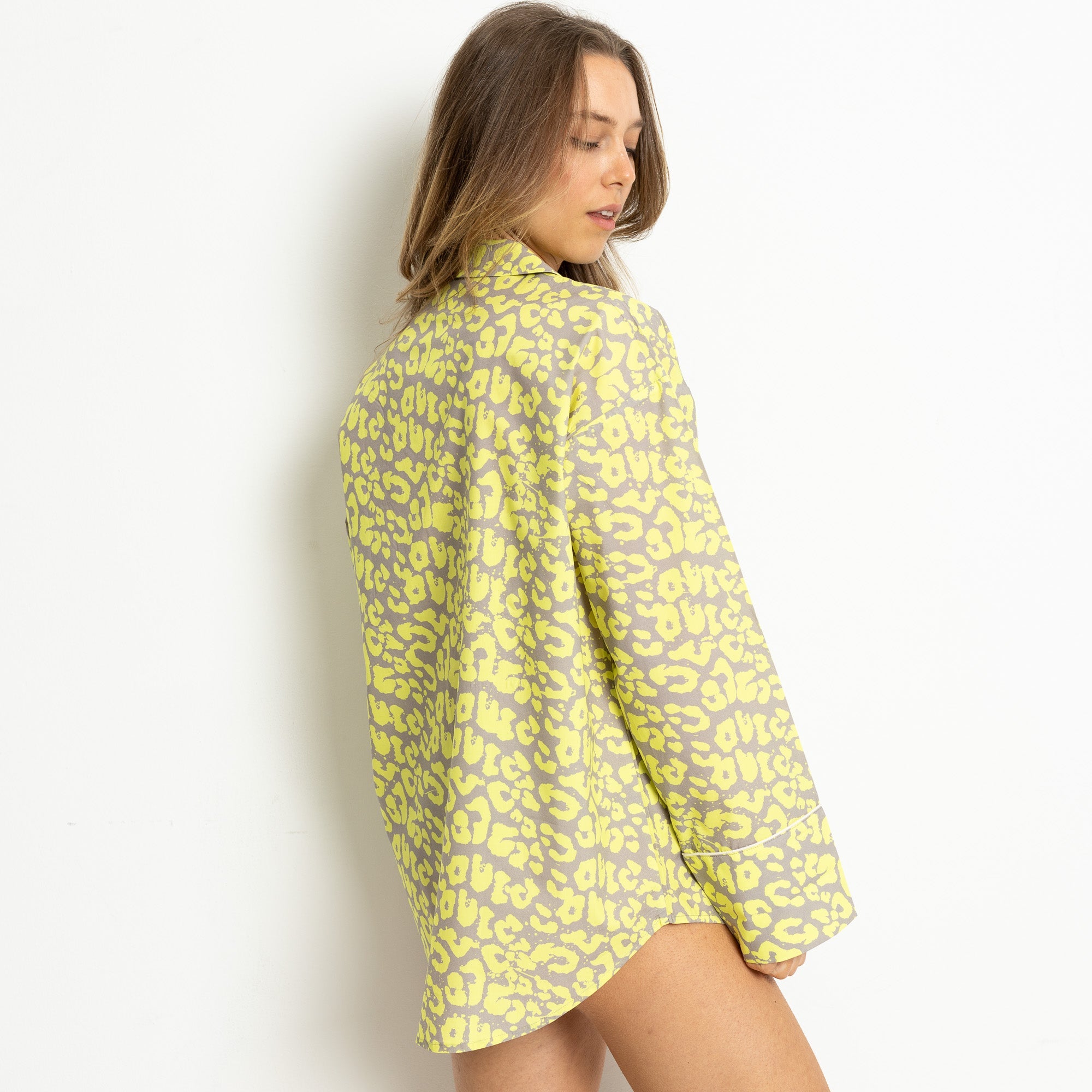 Pyjama Shirt long sleeve - leo splashes yellow/grey - VIVI MARI