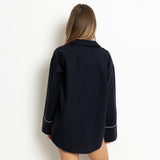Pyjama Shirt long sleeve - solid navy - VIVI MARI