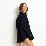 Pyjama Shirt long sleeve - solid navy - VIVI MARI