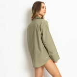 Pyjama Shirt long sleeve - solid pale olive - VIVI MARI