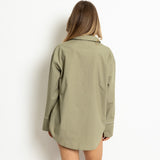 Pyjama Shirt long sleeve - solid pale olive - VIVI MARI