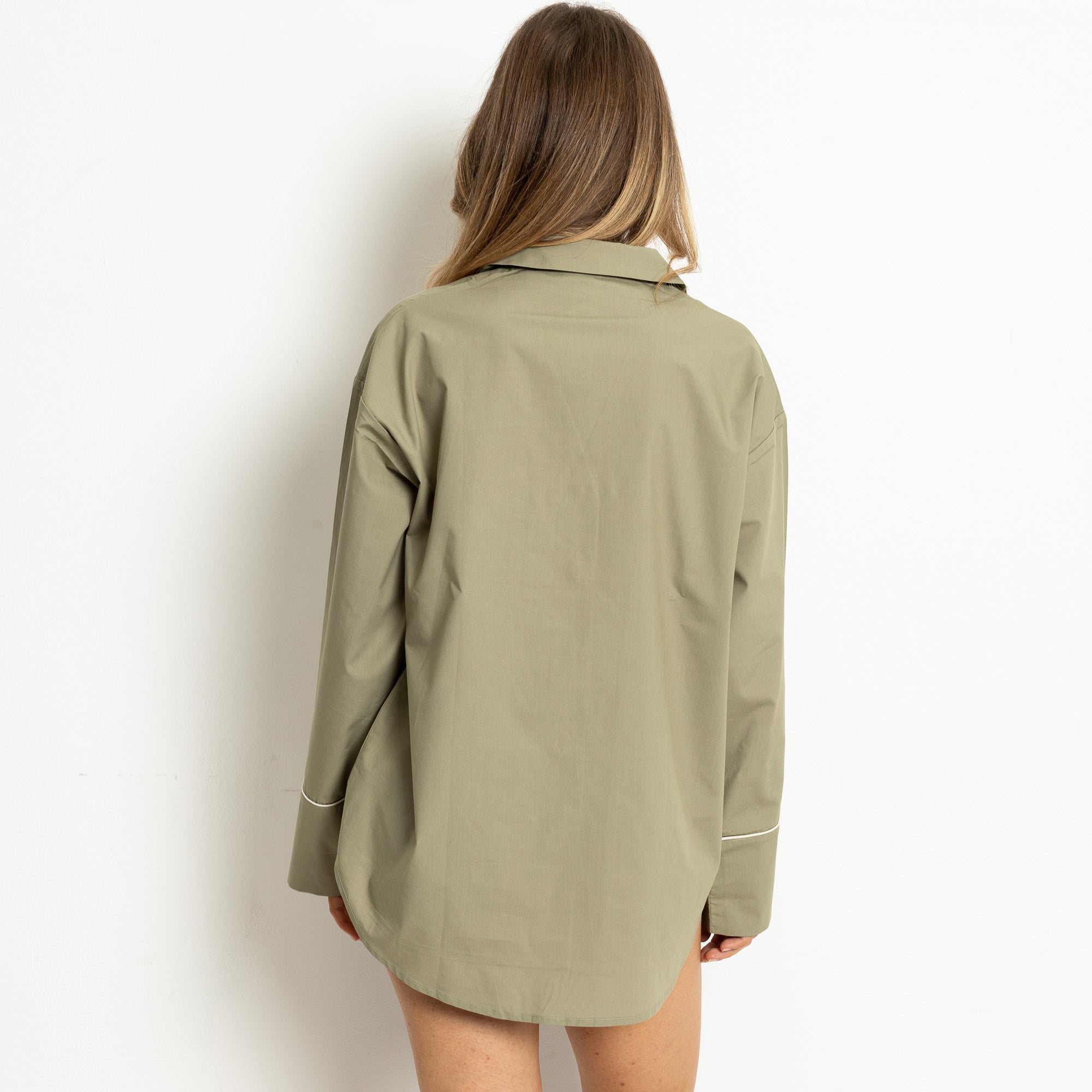 Pyjama Shirt long sleeve - solid pale olive - VIVI MARI