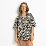 Pyjama Shirt short sleeve - leo splashes black/sand - VIVI MARI