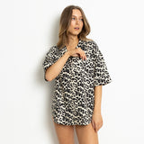 Pyjama Shirt short sleeve - leo splashes black/sand - VIVI MARI
