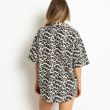 Pyjama Shirt short sleeve - leo splashes black/sand - VIVI MARI
