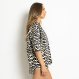 Pyjama Shirt short sleeve - leo splashes black/sand - VIVI MARI