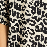 Pyjama Shirt short sleeve - leo splashes black/sand - VIVI MARI