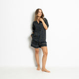 Pyjama Shirt short sleeve - leo splashes navy/olive - VIVI MARI