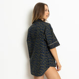 Pyjama Shirt short sleeve - leo splashes navy/olive - VIVI MARI