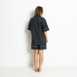 Pyjama Shirt short sleeve - leo splashes navy/olive - VIVI MARI