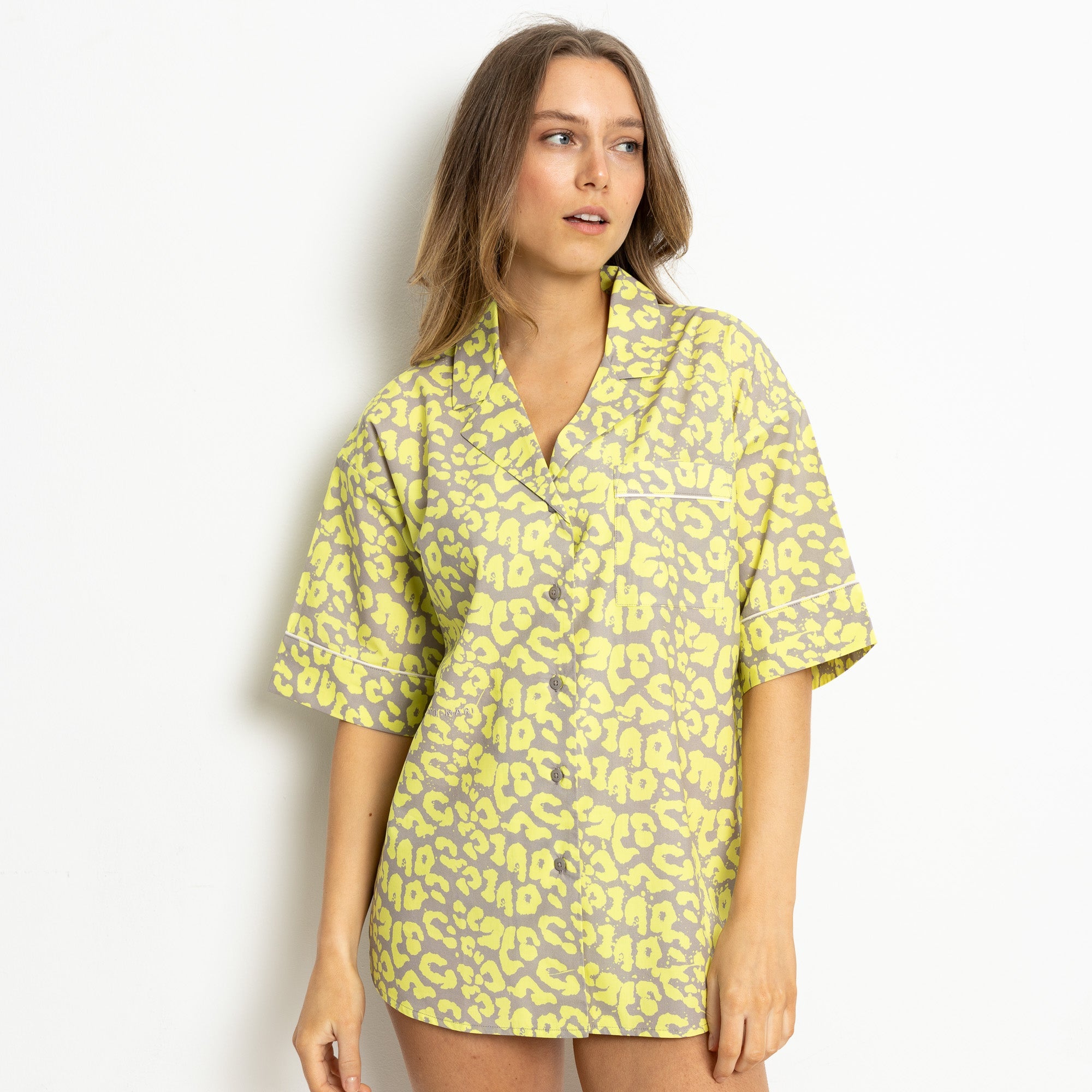 Pyjama Shirt short sleeve - leo splashes yellow/grey - VIVI MARI