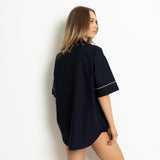 Pyjama Shirt short sleeve - solid navy - VIVI MARI