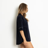 Pyjama Shirt short sleeve - solid navy - VIVI MARI