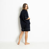 Pyjama Shirt short sleeve - solid navy - VIVI MARI