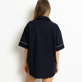 Pyjama Shirt short sleeve - solid navy - VIVI MARI