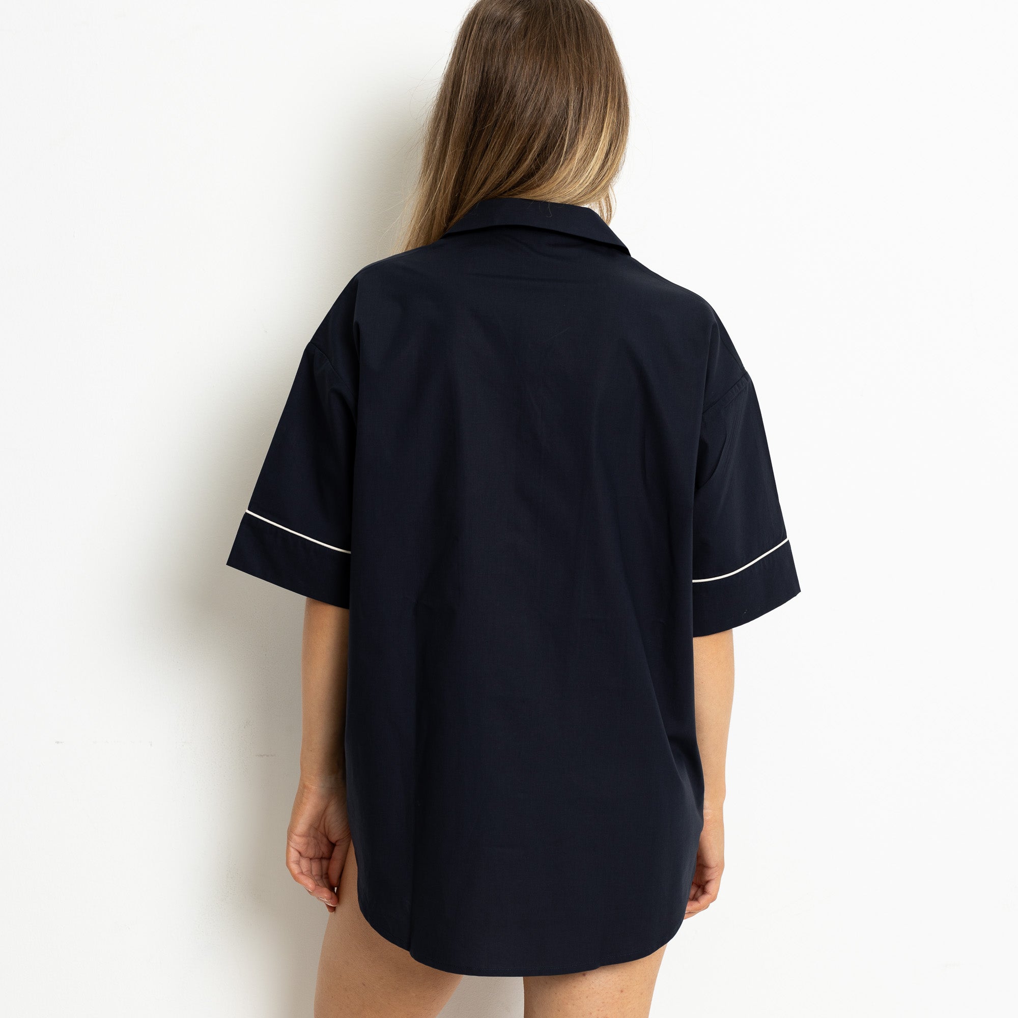 Pyjama Shirt short sleeve - solid navy - VIVI MARI