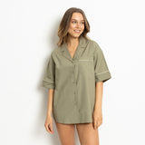 Pyjama Shirt short sleeve - solid pale olive - VIVI MARI