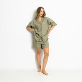 Pyjama Shirt short sleeve - solid pale olive - VIVI MARI