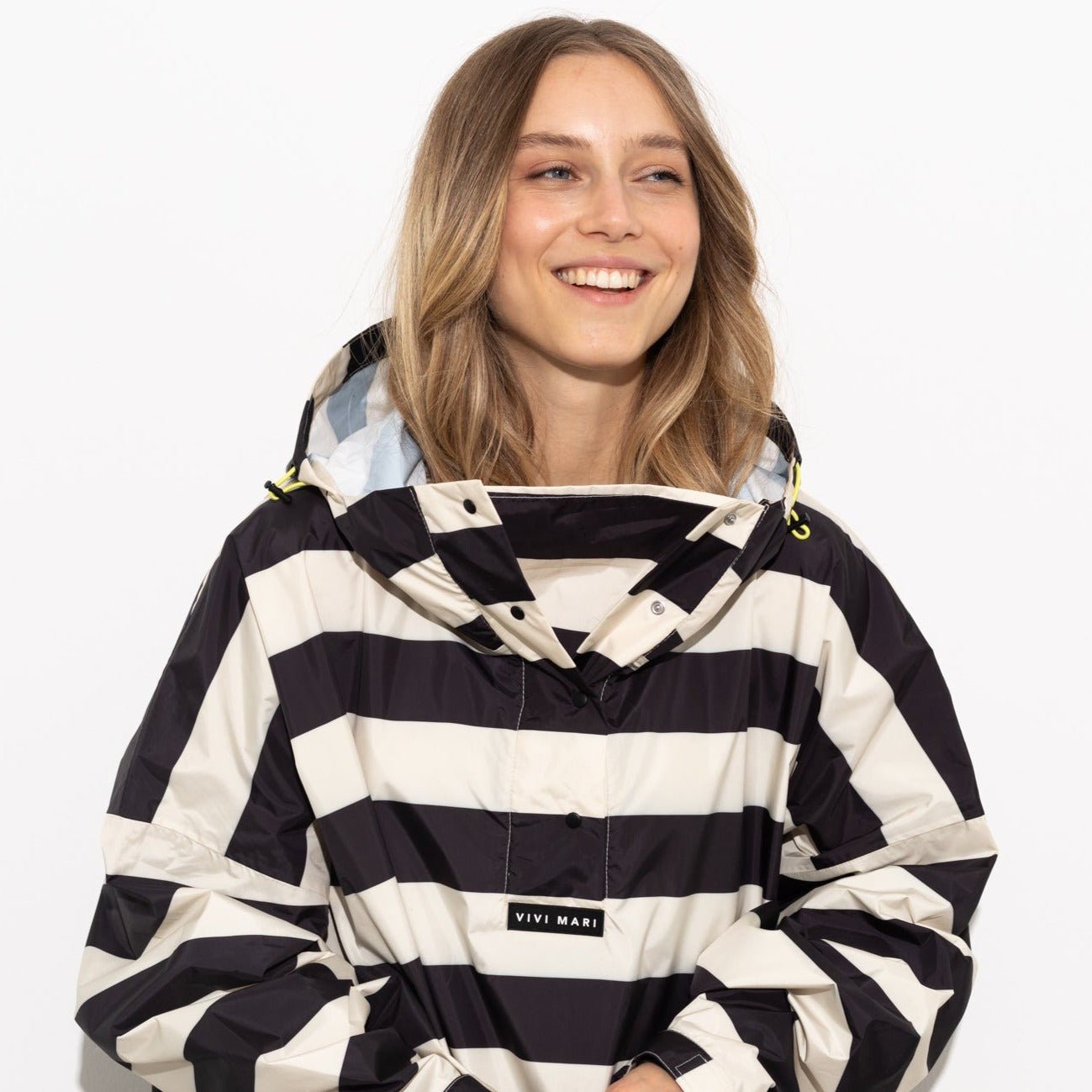 Raincoat bold stripes - black/sand - VIVI MARI