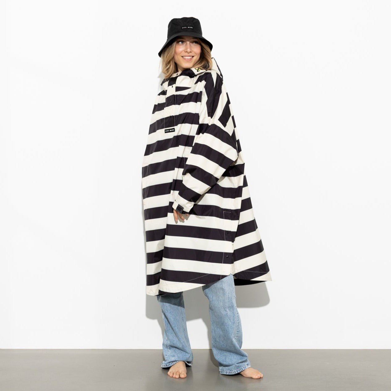 Raincoat bold stripes - black/sand - VIVI MARI