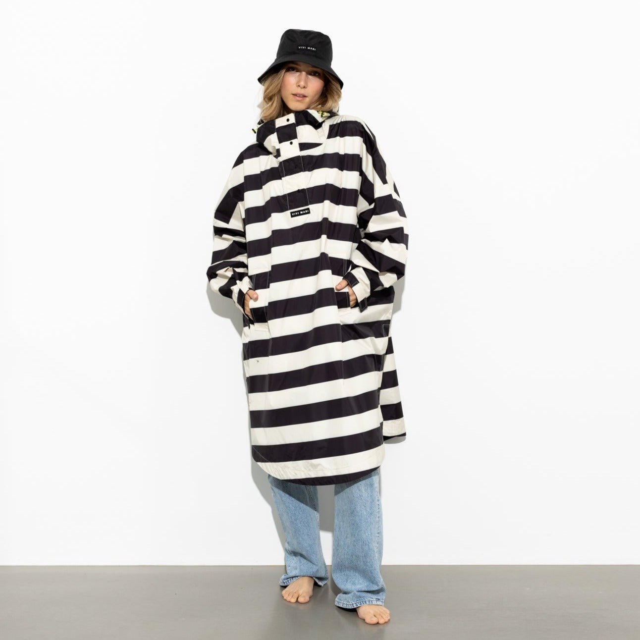 Raincoat bold stripes - black/sand - VIVI MARI