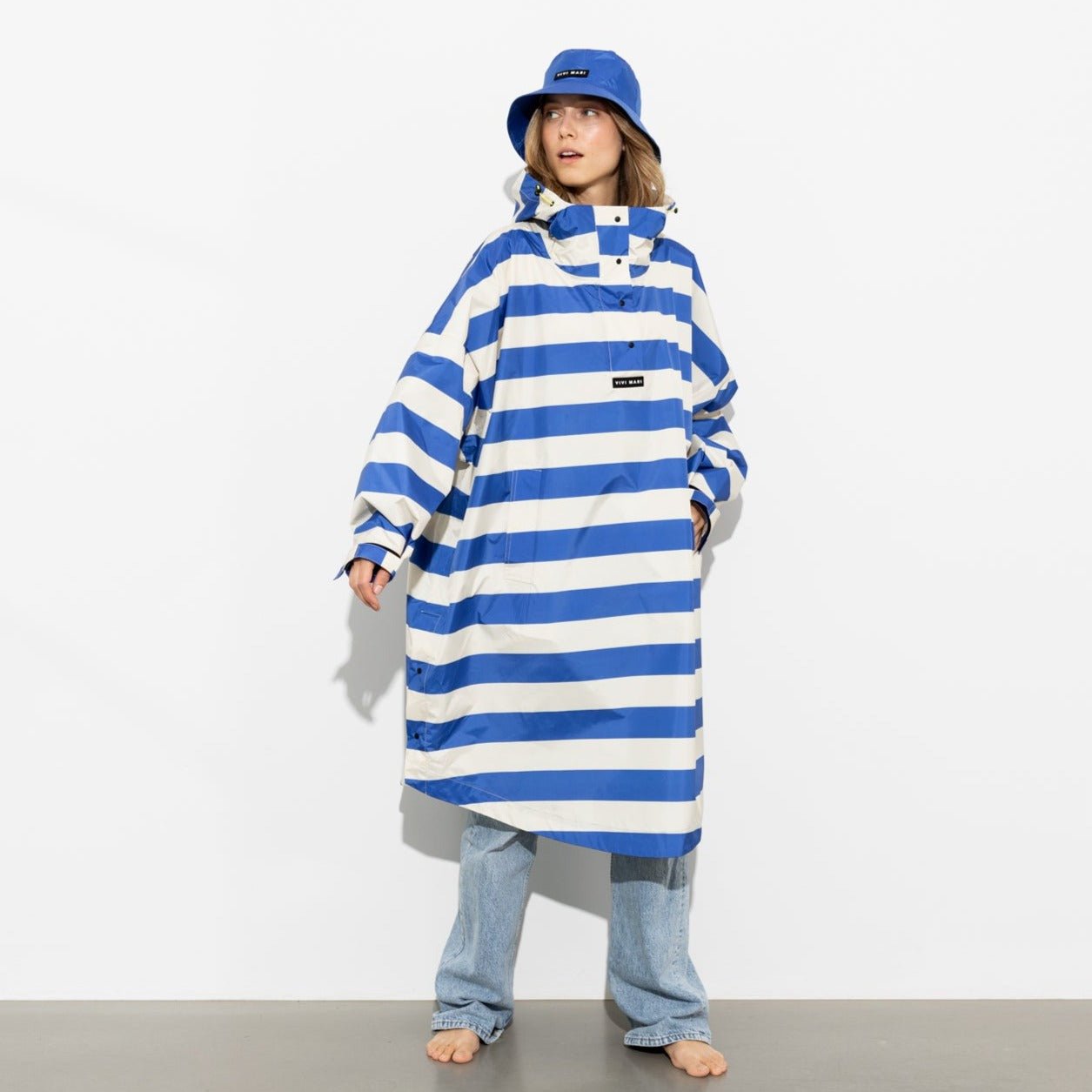 Raincoat bold stripes - blue/sand - VIVI MARI