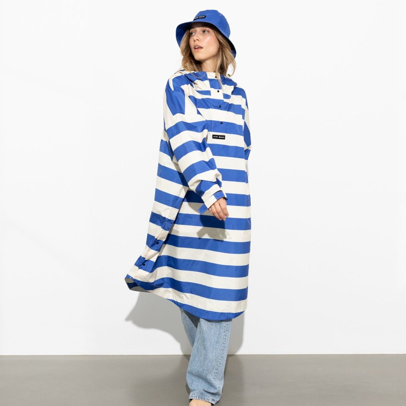 Raincoat bold stripes - blue/sand - VIVI MARI