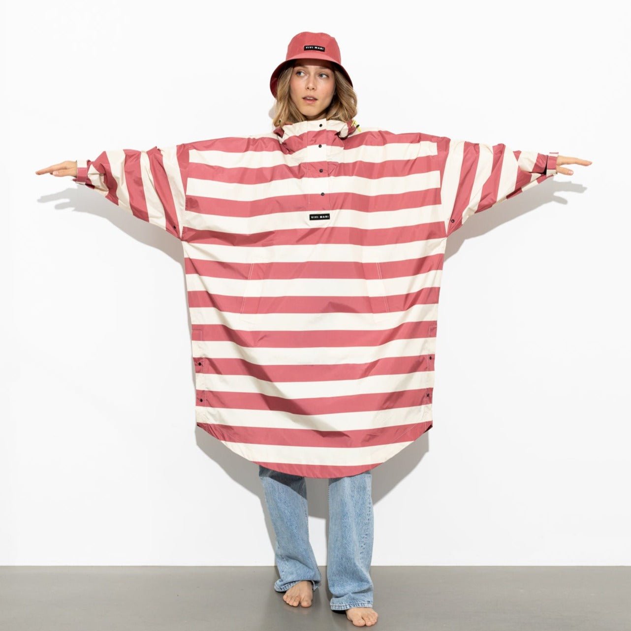 Raincoat bold stripes - blush/sand - VIVI MARI