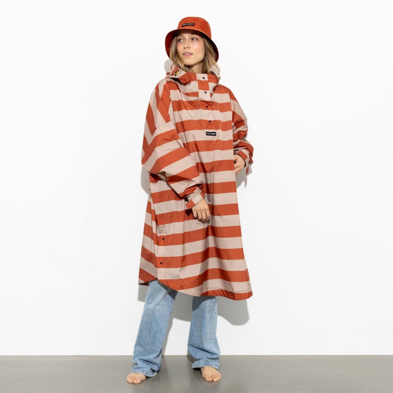 Raincoat bold stripes - cinnamon/latte - VIVI MARI